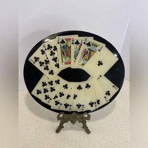 1950s Mid Century Handmade Poker Card Acrylic Bar / Serving Tray
